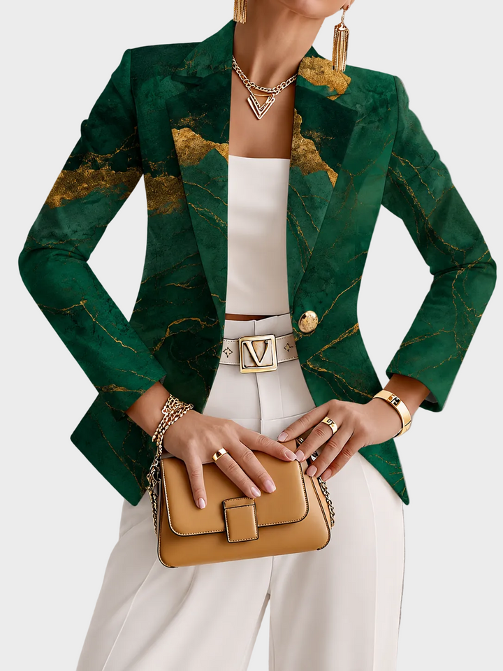 Adelheid | Blazer mit smaragdgrünem Marmormuster