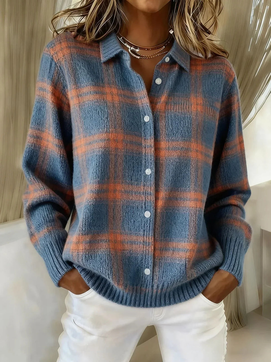 Fina | Karierte Hemdjacke aus Strick