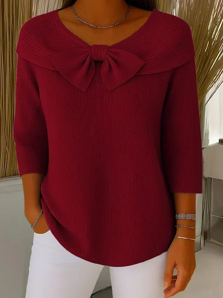 Sabine | Rippstrickpullover mit Schleifendetail
