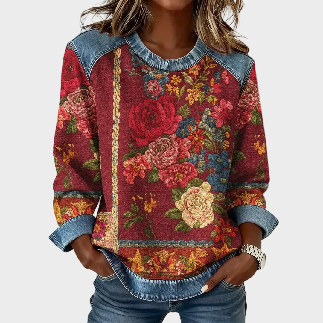 Theresa | Pullover mit Rosenmuster