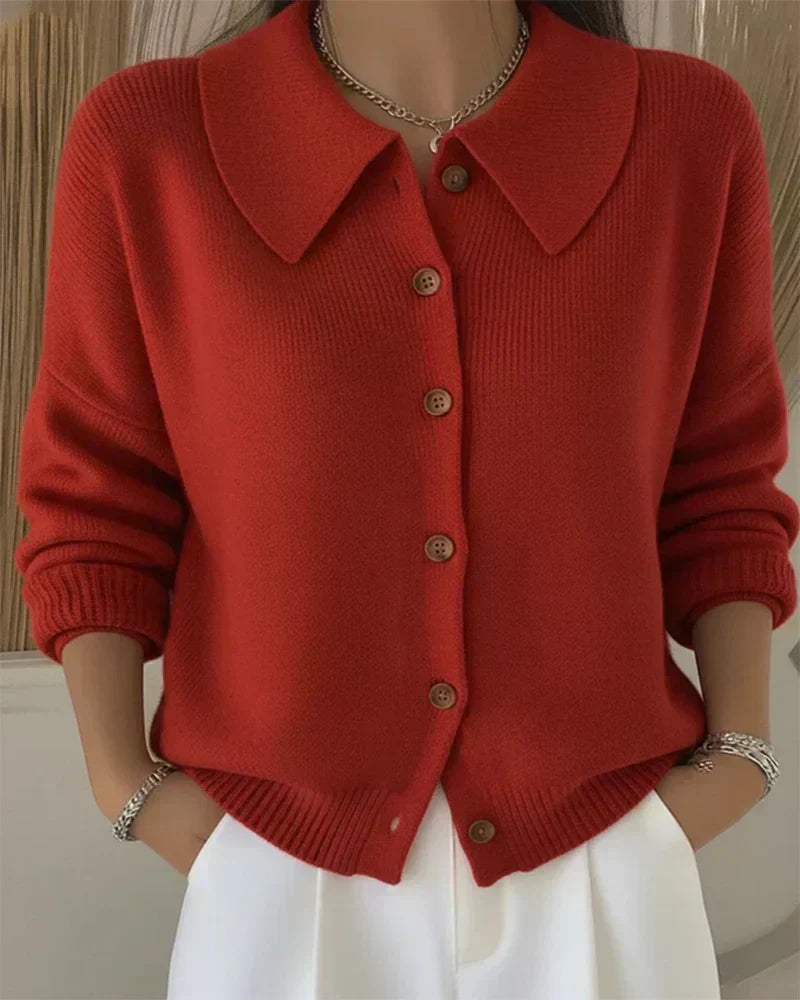 Christa | Strickjacke mit Kragen und Knopfleiste