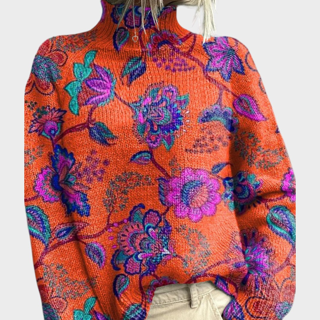 Inge | Rollkragenpullover mit künstlerischem Print