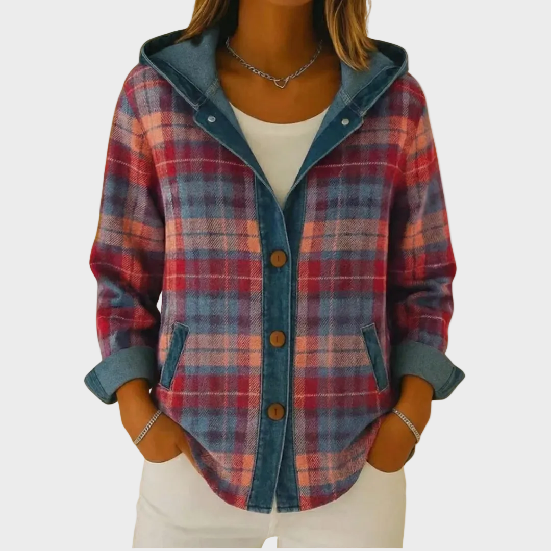 Beate | Warme Karo-Hemdjacke mit Kapuze