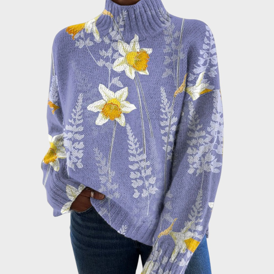 Mechthild | Rollkragenpullover mit künstlerischem Print