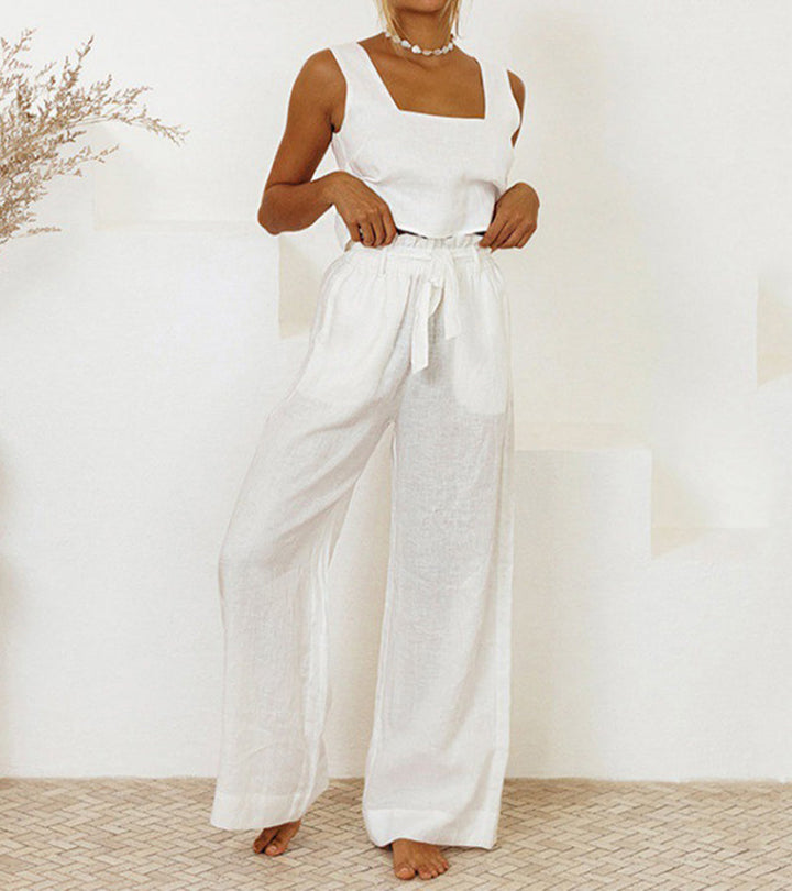 Helene | Set aus minimalistischem Top und ausgestellter Hose