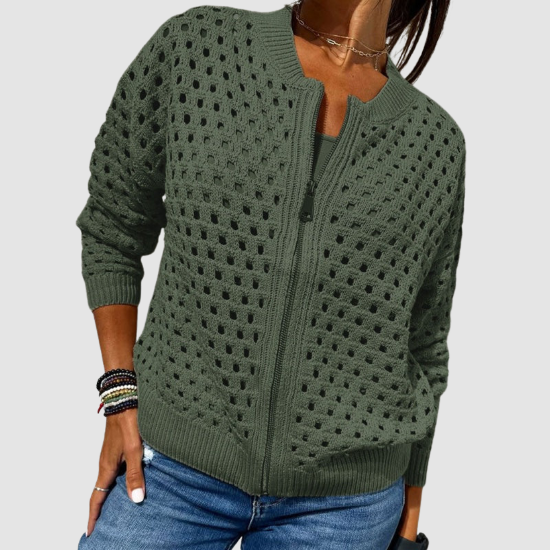 Ulrike | Hochwertige Strickjacke mit Reißverschluss