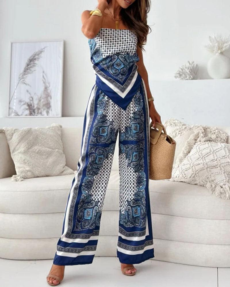 Lilly | Zweiteiliges Set elegant mit top mit Schnürung und Hose urlaubsbereit