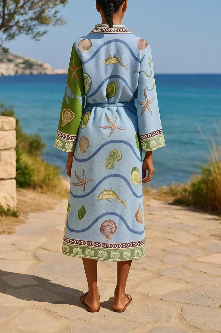 Renate | Midi-Hemdkleid mit Print mit Gürtel