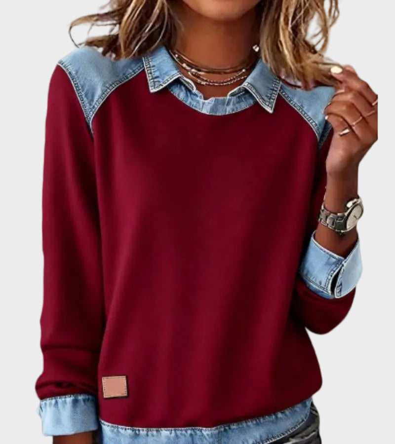 Marlene | Pullover mit Jeanskragen