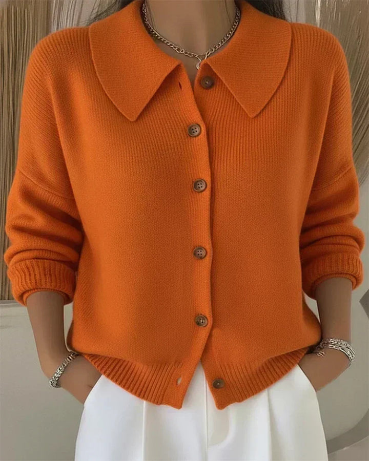Christa | Strickjacke mit Kragen und Knopfleiste