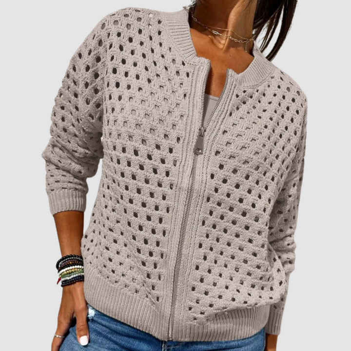 Ulrike | Hochwertige Strickjacke mit Reißverschluss