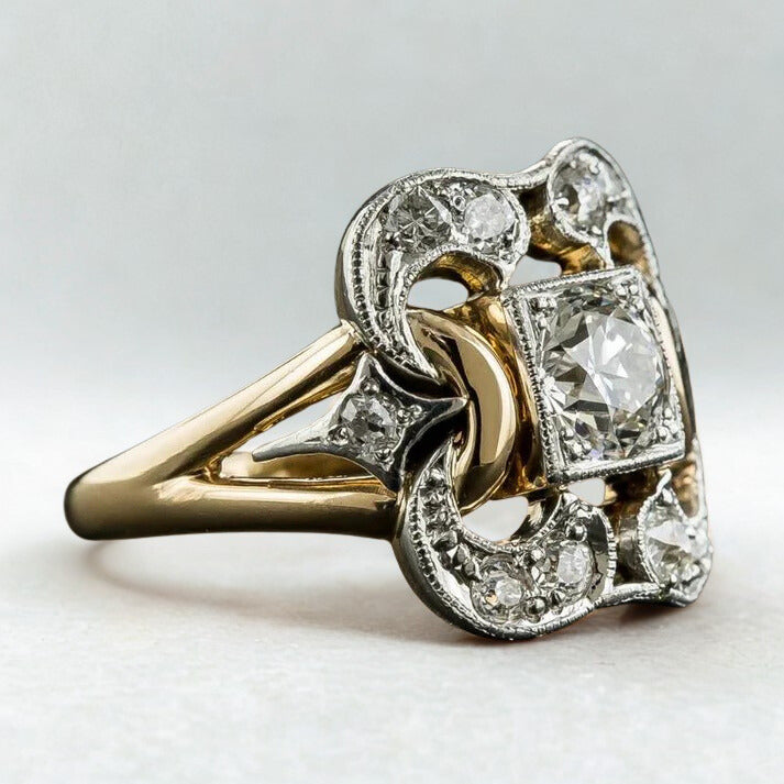 Therese | Vintage-Goldring mit Zirkonias