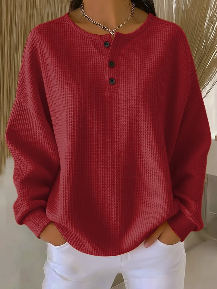 Mathilda | Henley-Sweatshirt mit Waffelstruktur