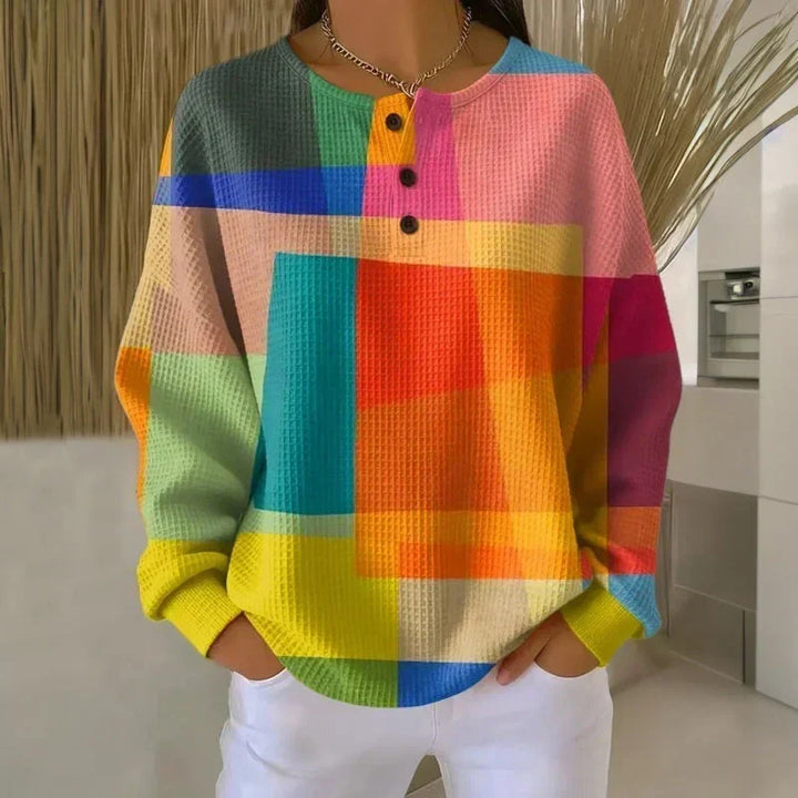 Emma | Pullover mit Waffelstruktur und Farbblöcken