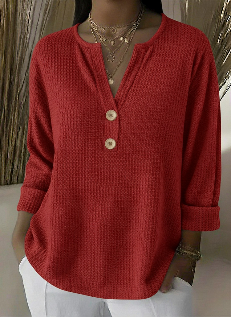 Monika | Henley-Shirt mit Waffelstruktur