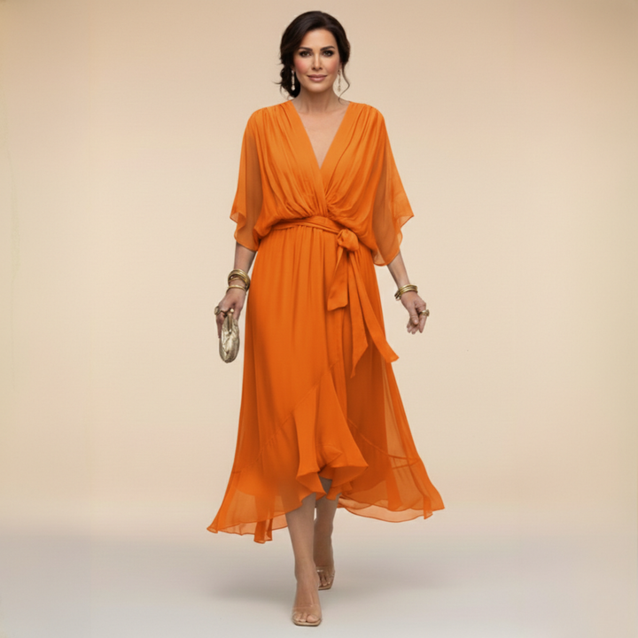 Regina | Kleid aus chiffon mit scollo mit V