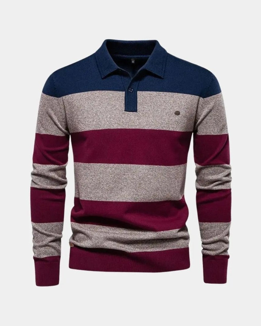 Hans-Peter | Gestreiftes Langarm-Strickpolo