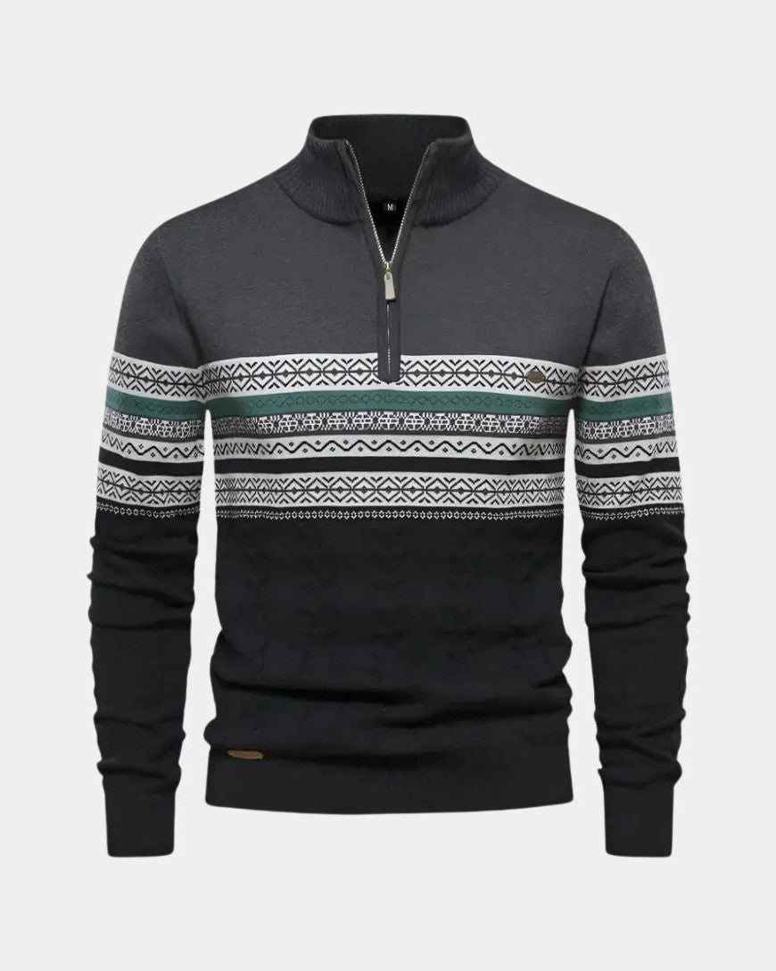 Dietmar | Gemusterter Troyer-Pullover