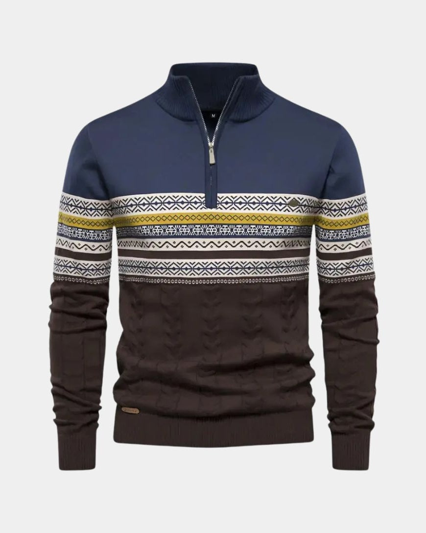 Dietmar | Gemusterter Troyer-Pullover