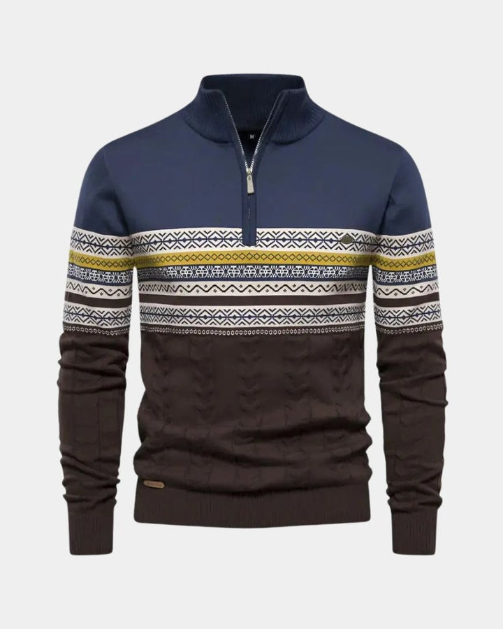Dietmar | Gemusterter Troyer-Pullover