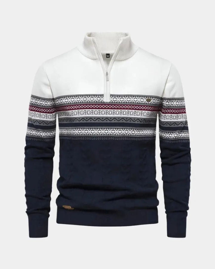 Dietmar | Gemusterter Troyer-Pullover