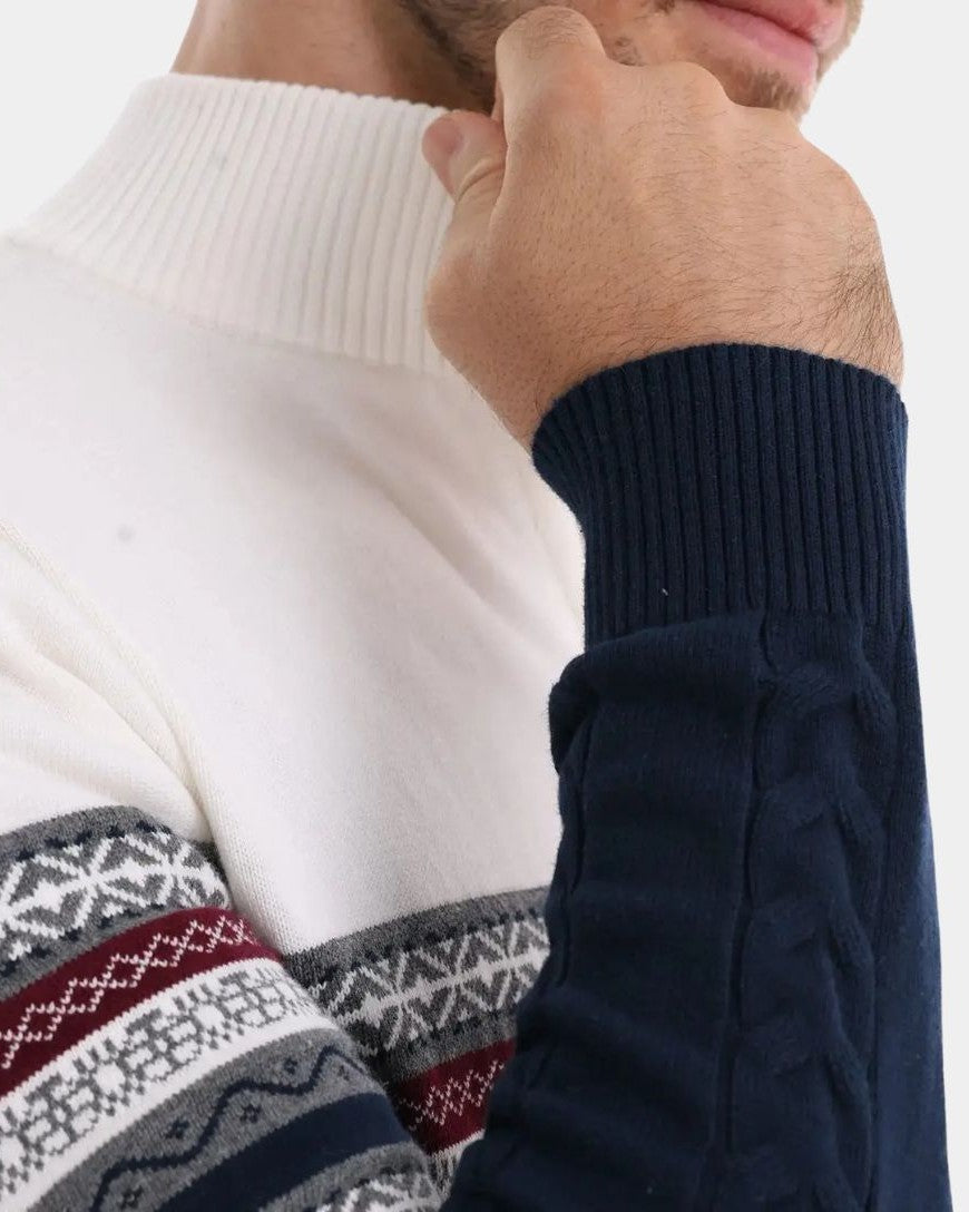Dietmar | Gemusterter Troyer-Pullover