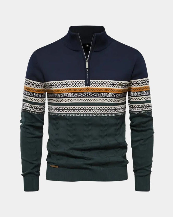 Dietmar | Gemusterter Troyer-Pullover