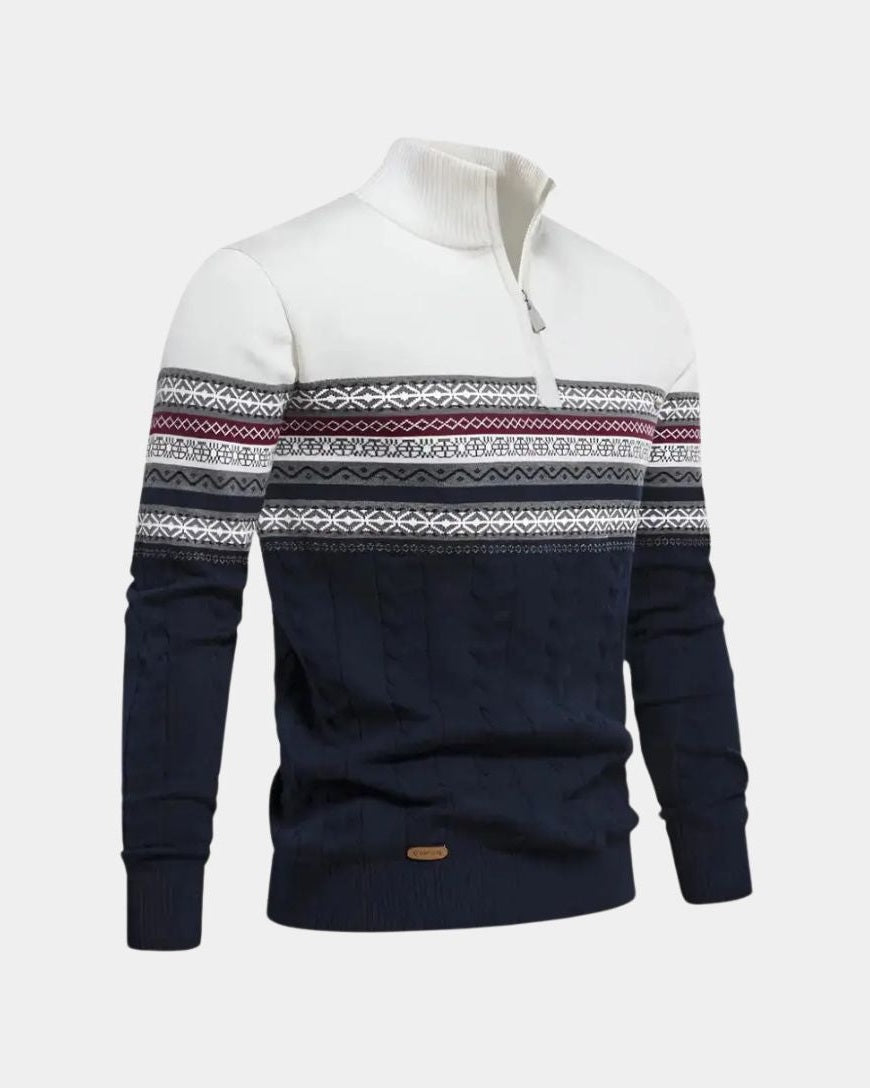 Dietmar | Gemusterter Troyer-Pullover