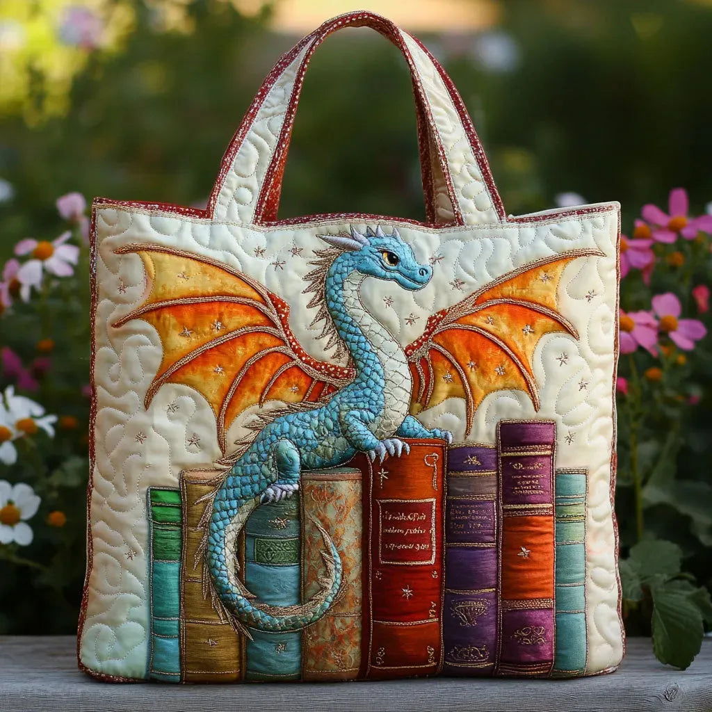 Tabea | Gesteppte Tragetasche mit Motiv Buchdrache