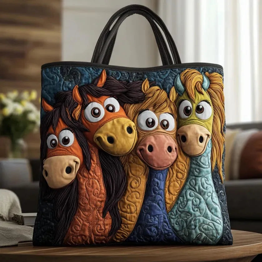 Ella | Gesteppte Tragetasche mit Motiv Verspielte Ponys