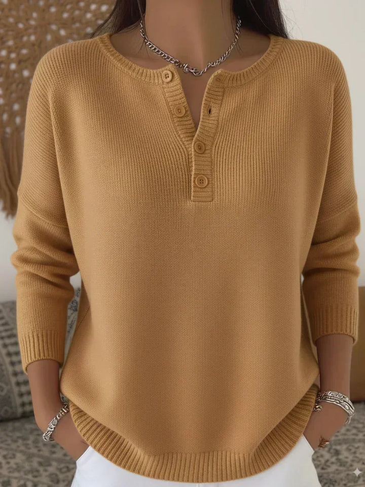 Katharina | Strickpullover mit Henley-Knopfleiste