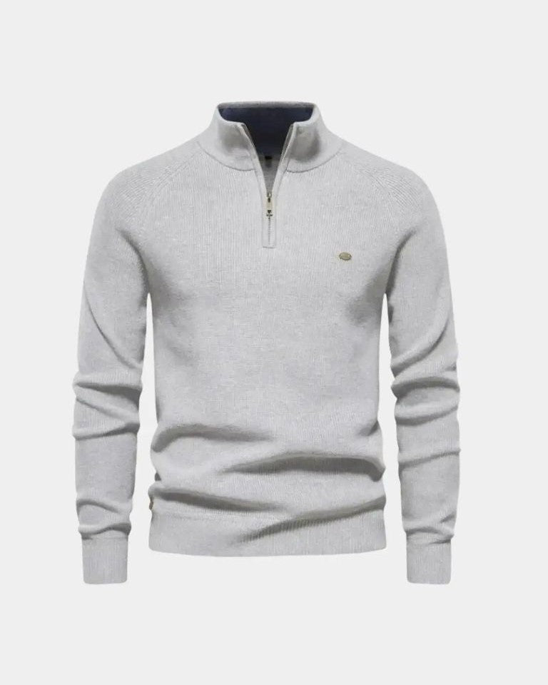 Torben | Hellgrauer Troyer-Pullover