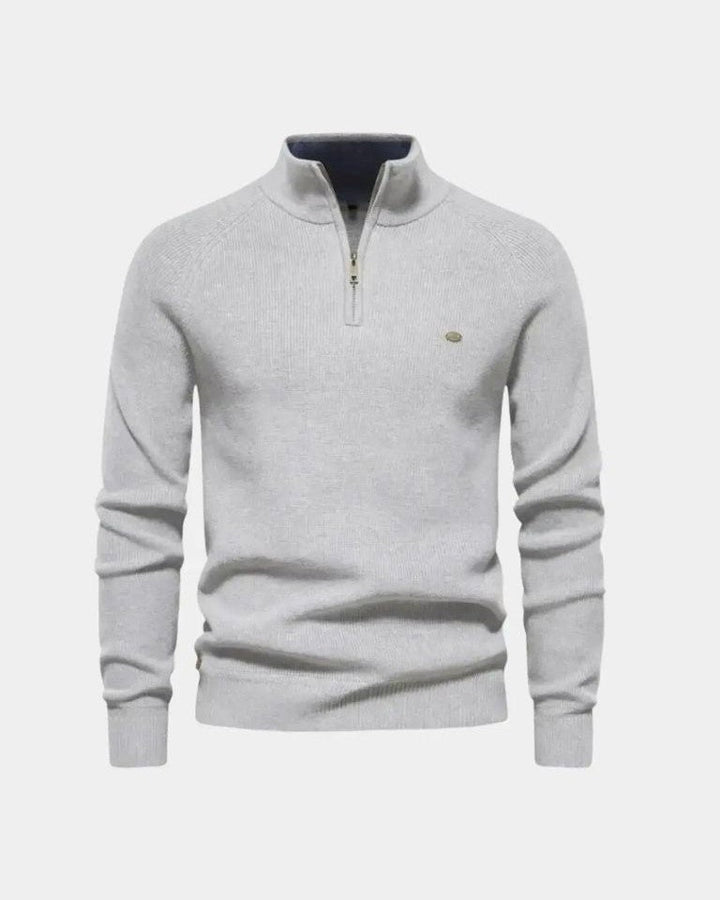 Torben | Hellgrauer Troyer-Pullover