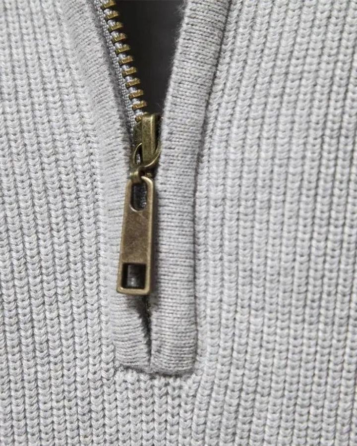 Torben | Hellgrauer Troyer-Pullover