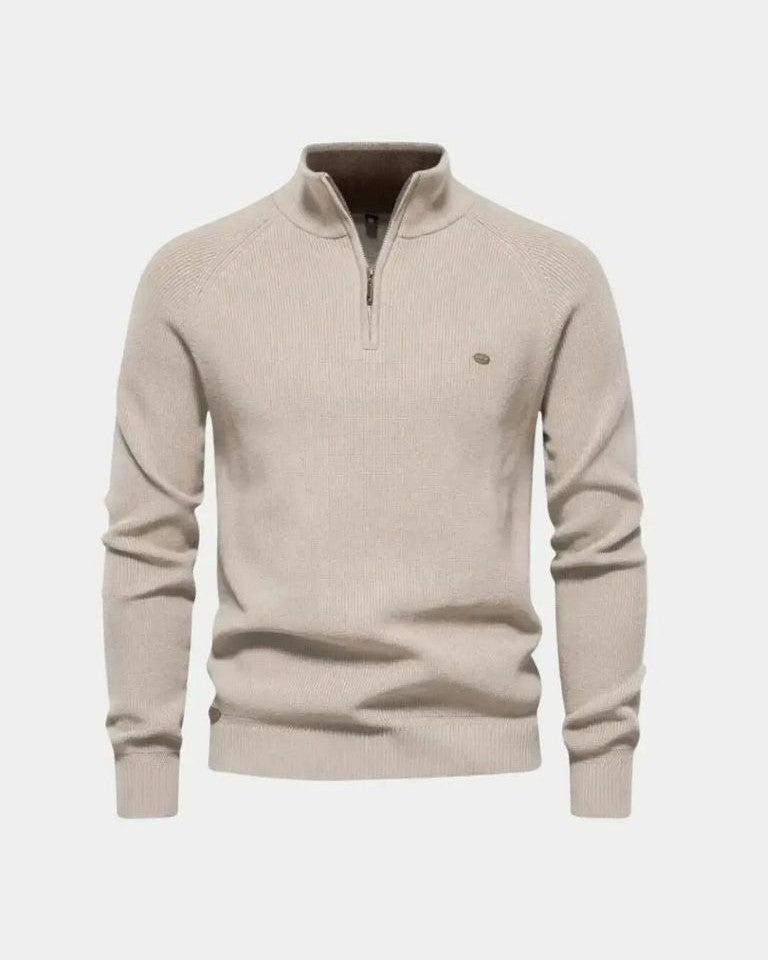 Torben | Hellgrauer Troyer-Pullover