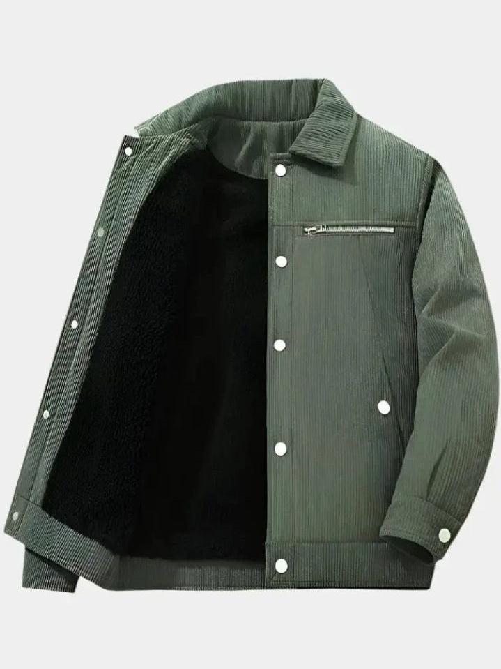 Gernot | Graue Cordjacke mit Teddyfutter