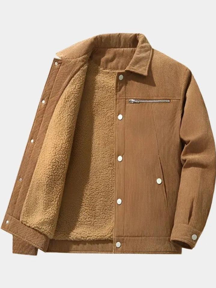 Gernot | Graue Cordjacke mit Teddyfutter