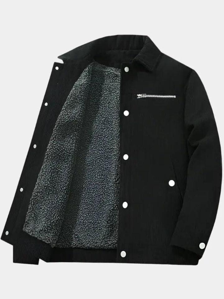 Gernot | Graue Cordjacke mit Teddyfutter