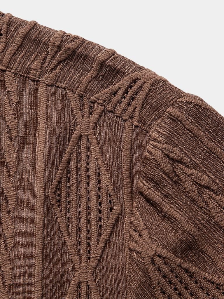 Ulrich | Braunes Strukturshirt mit Reverskragen