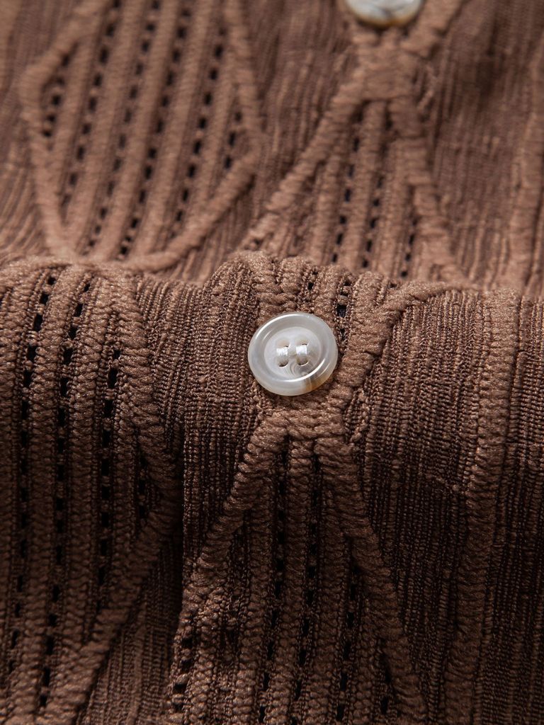 Ulrich | Braunes Strukturshirt mit Reverskragen