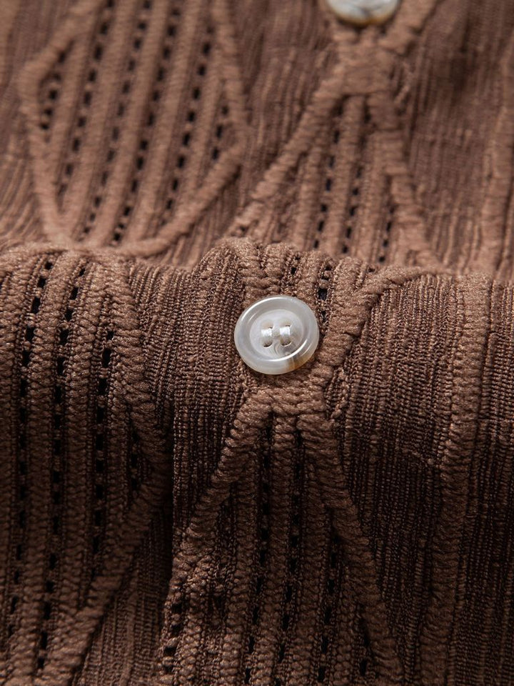 Ulrich | Braunes Strukturshirt mit Reverskragen