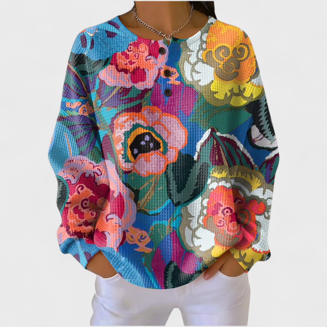 Ida - Pullover mit großen, bunten Blumen