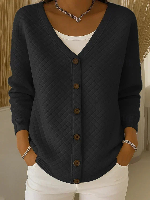 Hanna | Strickjacke mit Rautensteppung und Knöpfen