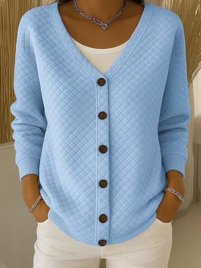 Hanna | Strickjacke mit Rautensteppung und Knöpfen