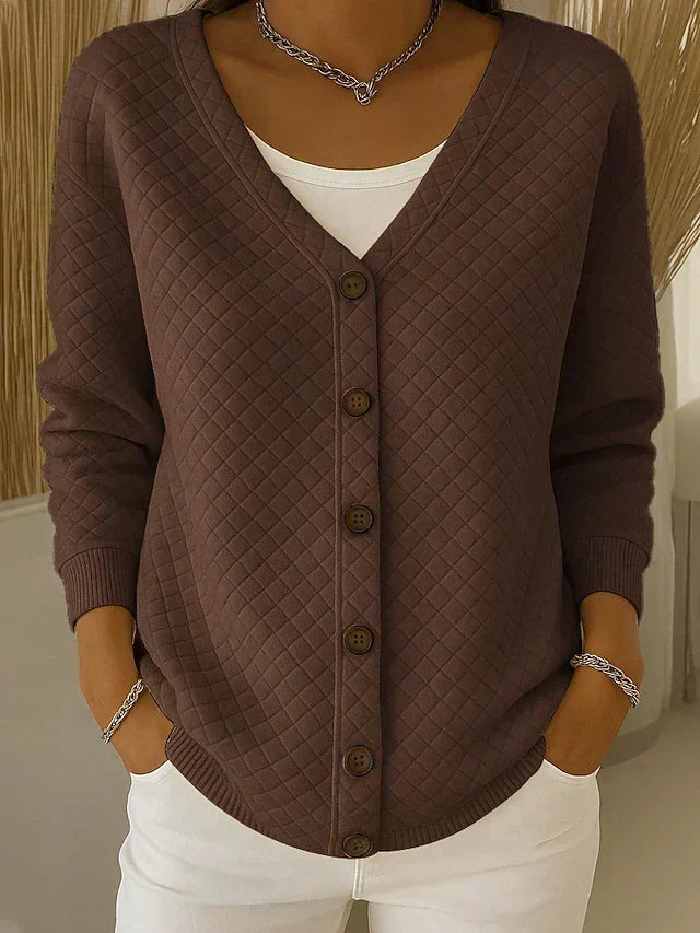 Hanna | Strickjacke mit Rautensteppung und Knöpfen