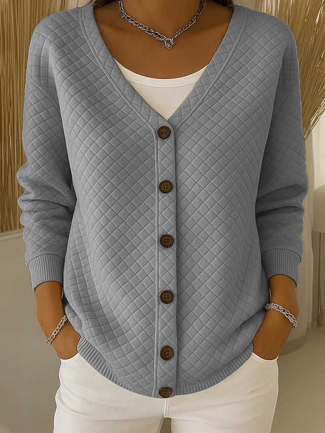 Hanna | Strickjacke mit Rautensteppung und Knöpfen