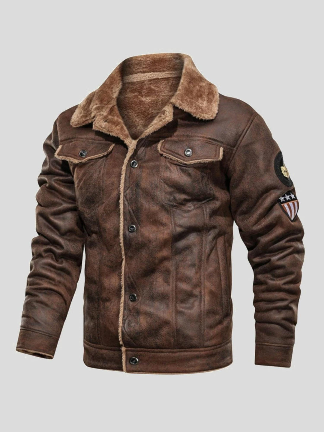 Arnulf | Braune Jacke mit Teddykragen