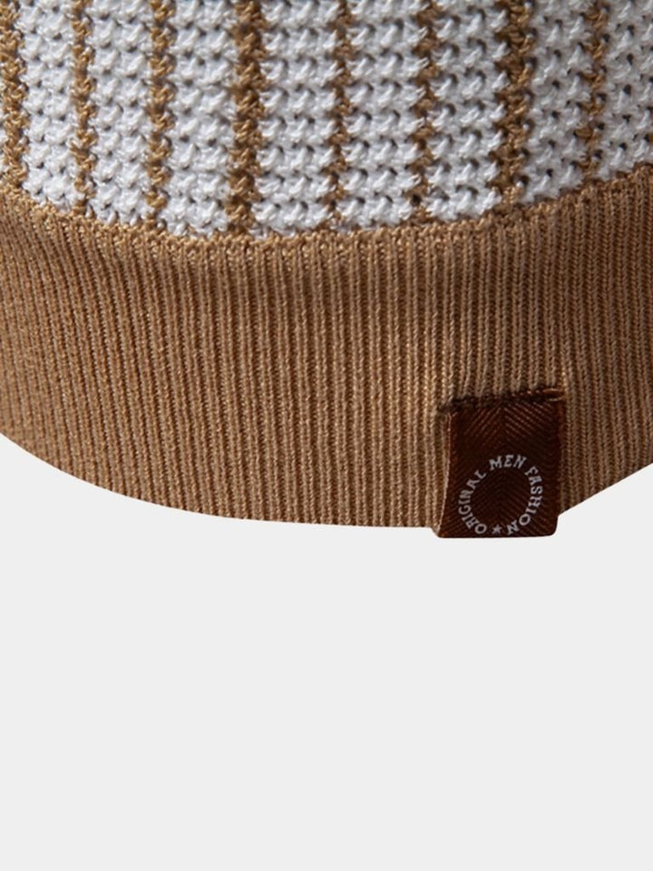 Vinzenz | Gestreiftes Strick-Poloshirt mit Knopfleiste