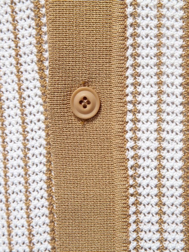 Vinzenz | Gestreiftes Strick-Poloshirt mit Knopfleiste