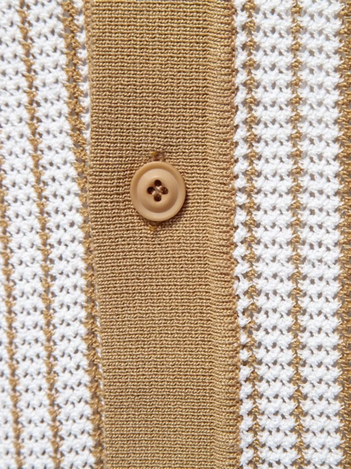 Vinzenz | Gestreiftes Strick-Poloshirt mit Knopfleiste